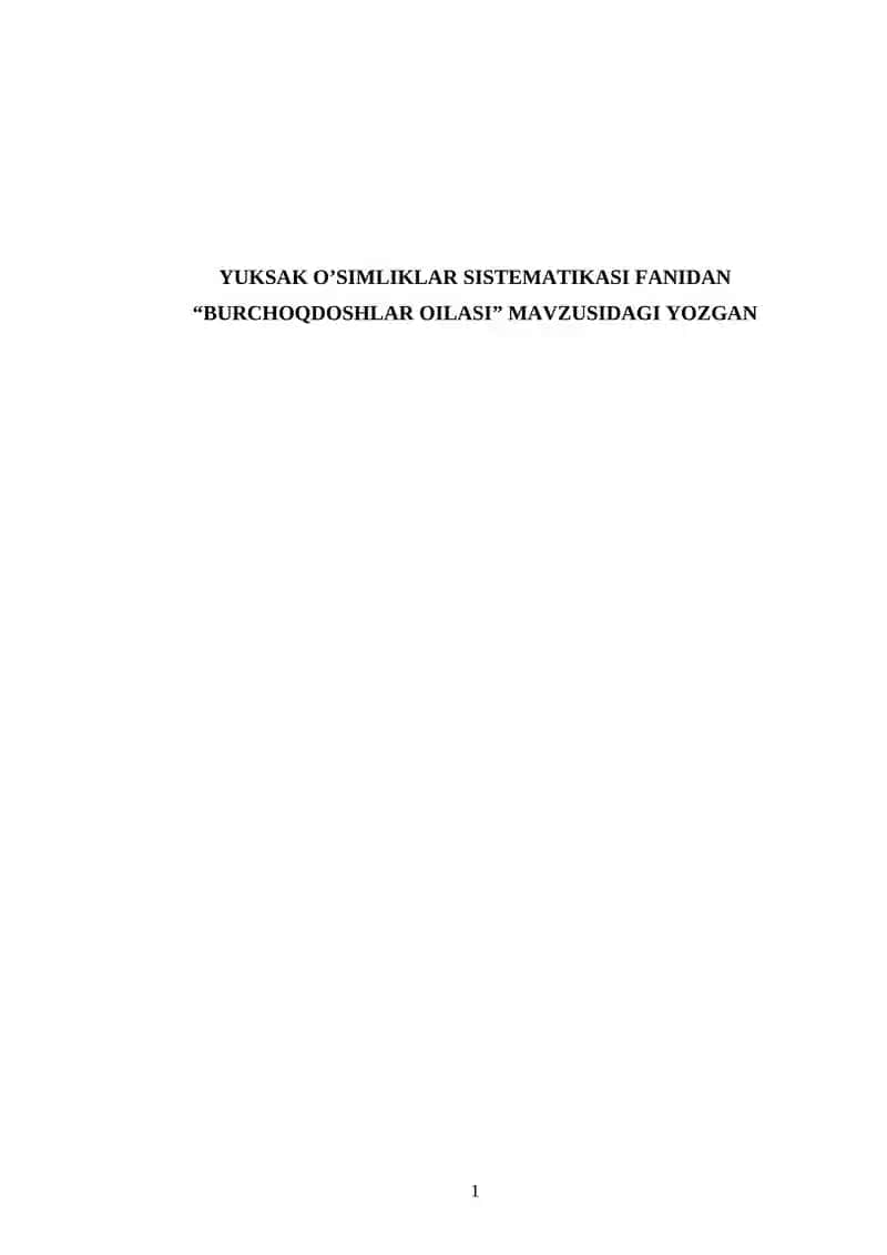 Burchoqdoshlar oilasi kurs ishi