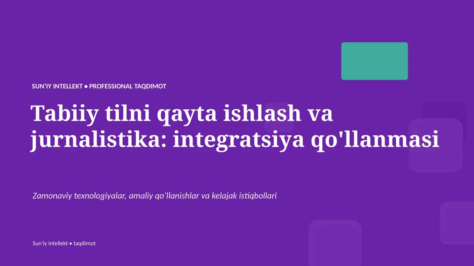 Tabiiy tilni qayta ishlash va jurnalistika: integratsiya qo'llanmasi 1