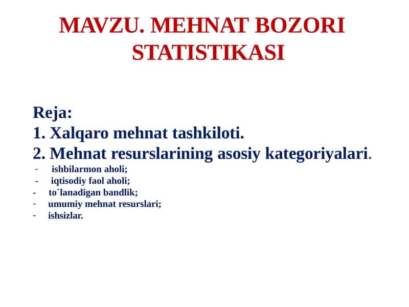 MEHNAT BOZORI STATISTIKASI 1