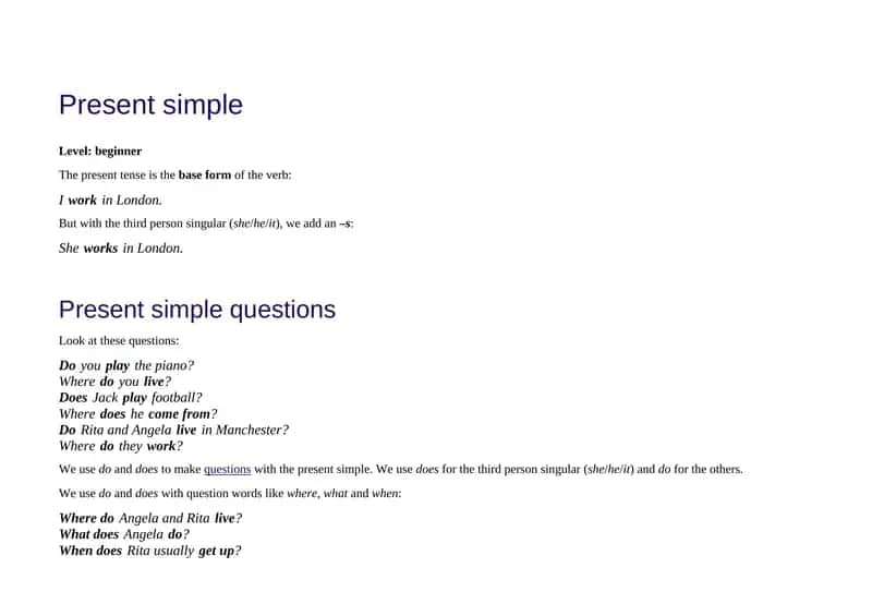 Present simple 1