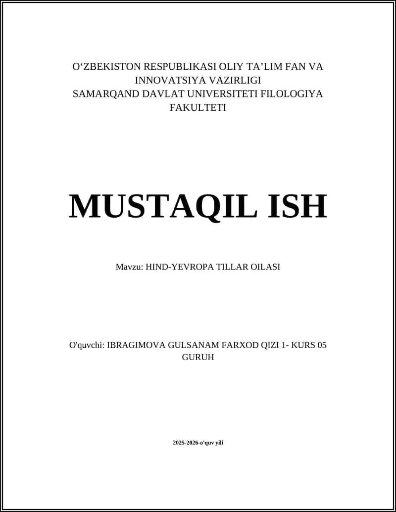 HIND-YEVROPA TILLAR OILASI 1