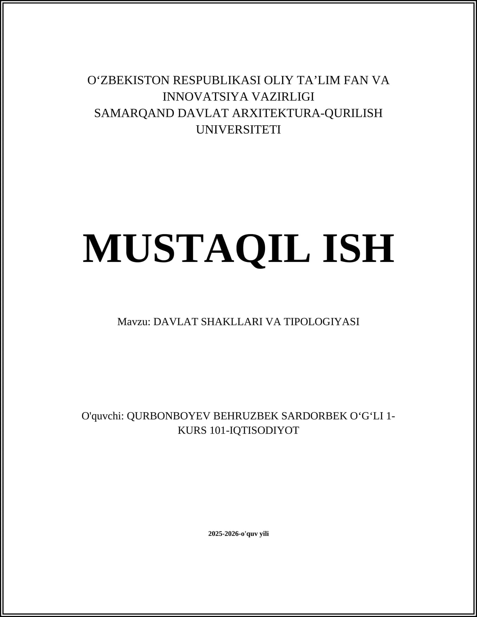 DAVLAT SHAKLLARI VA TIPOLOGIYASI 1