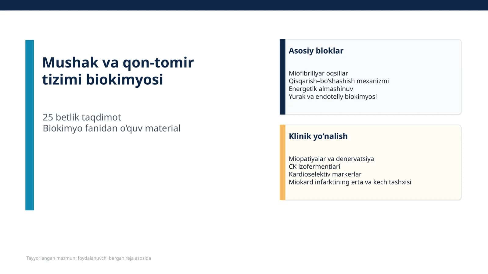 Mushak va qon-tomir tizimi biokimyosi 1