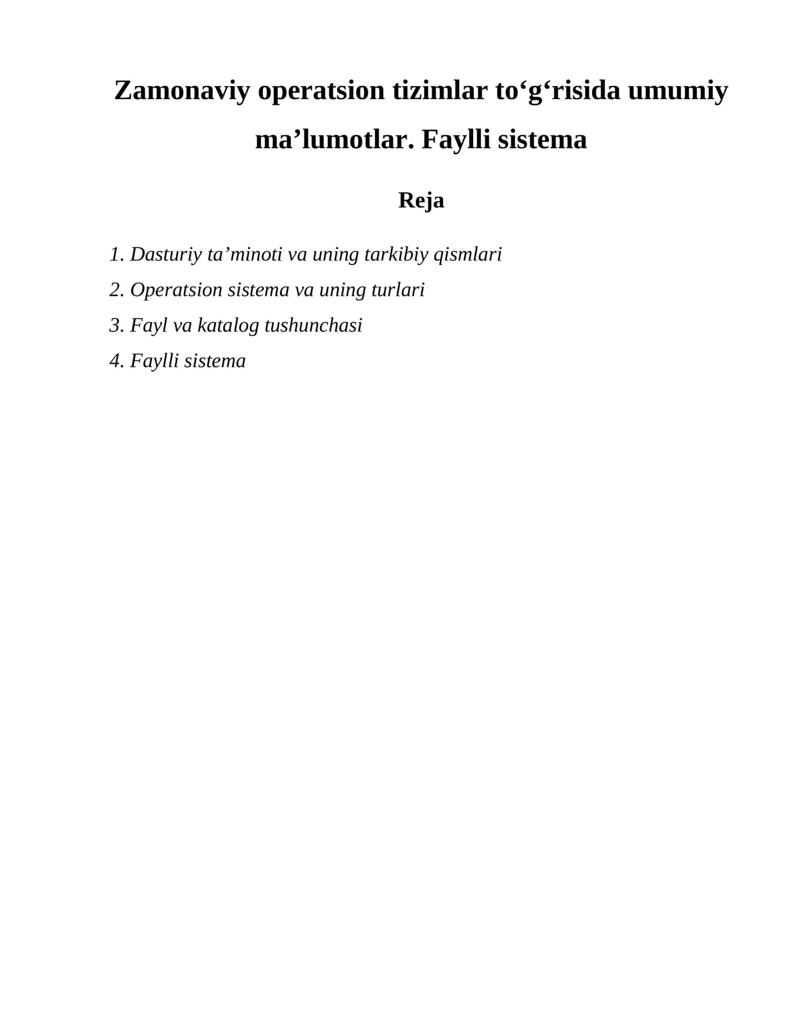 Dasturiy taʼminoti va uning tarkibiy qismlari 1