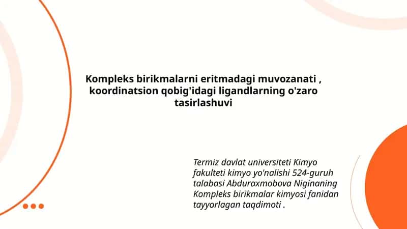 Kompleks birikmalar kimyosi 1