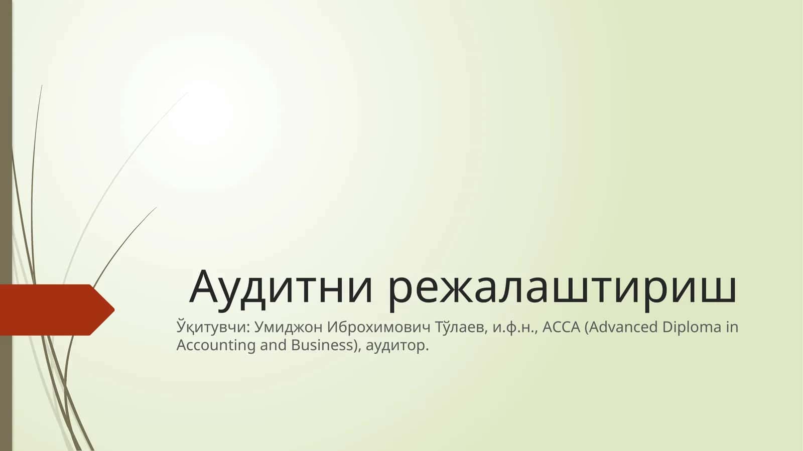 Аудитни режалаштириш 1