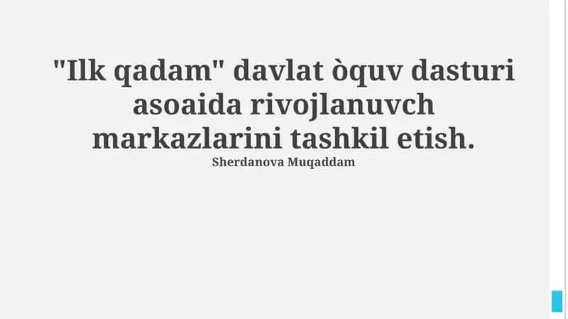 "Ilk Qadam" Davlat Òquv Dasturi 1