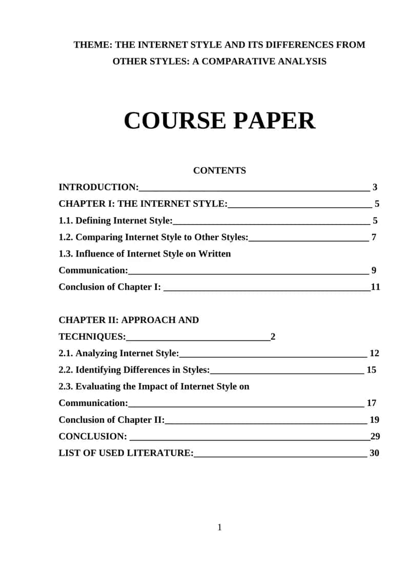 THE INTERNET STYLE AND ITS DIFFERENCES FROM OTHER STYLES: A COMPARATIVE ANALYSIS 1