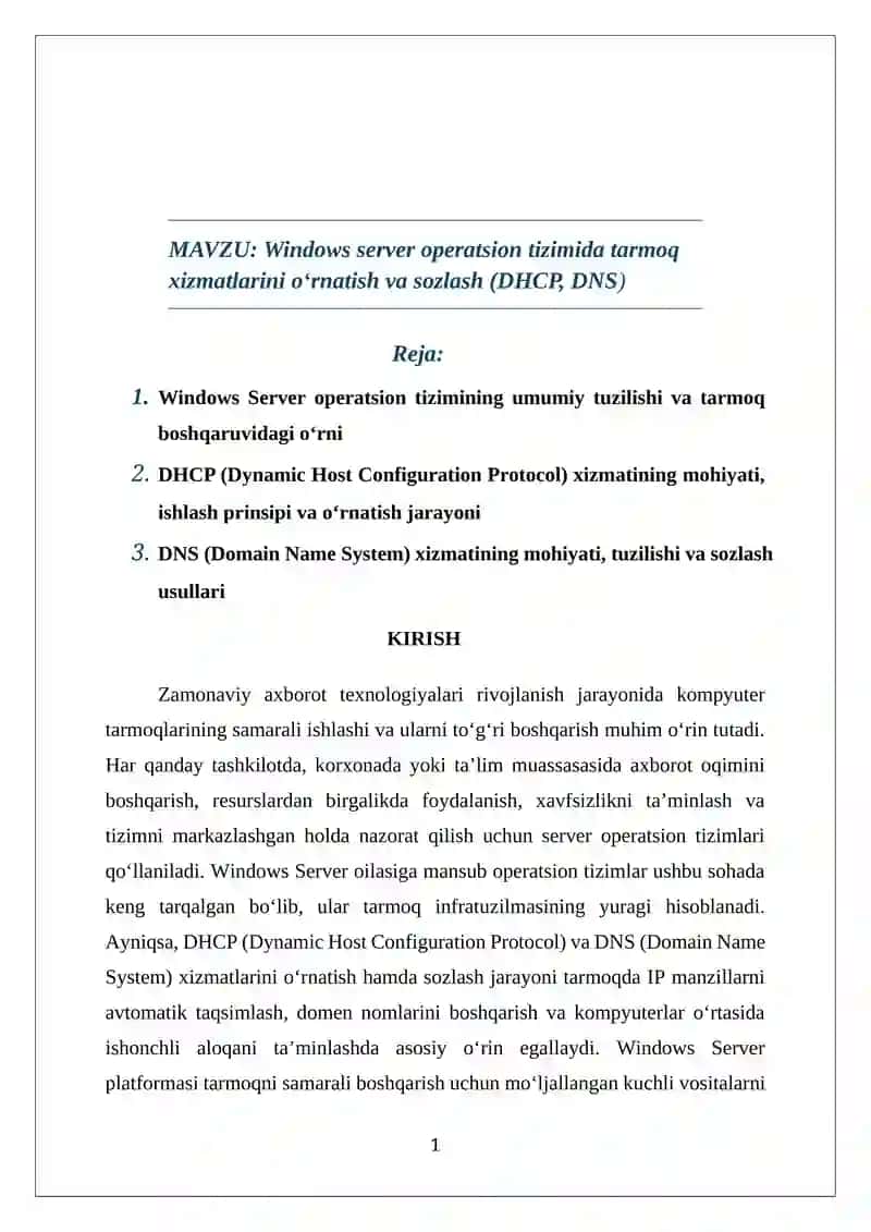 Windows server operatsion tizimi