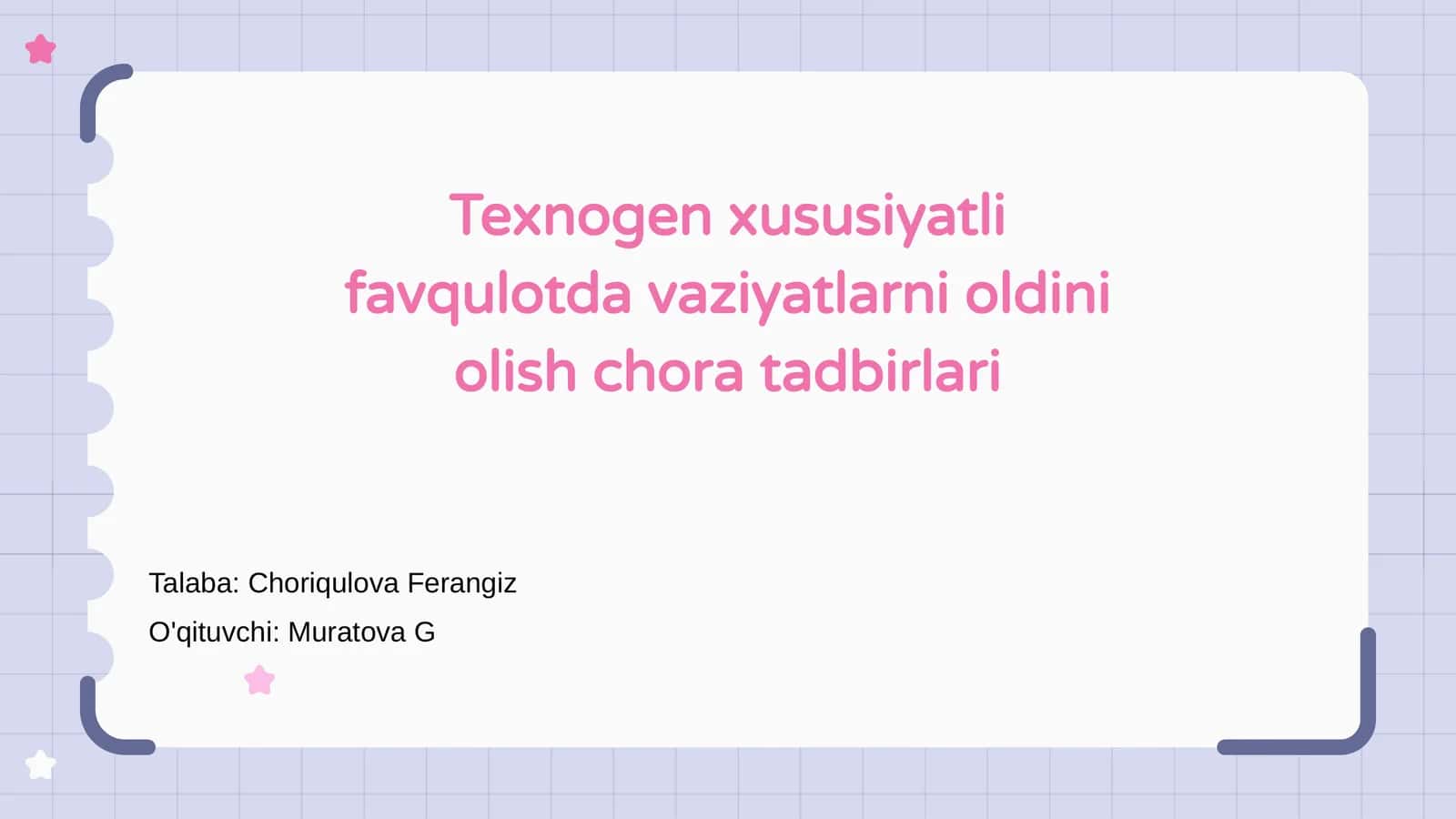 Texnogen xususiyatli favqulotda vaziyatlarni oldini olish chora tadbirlari 1