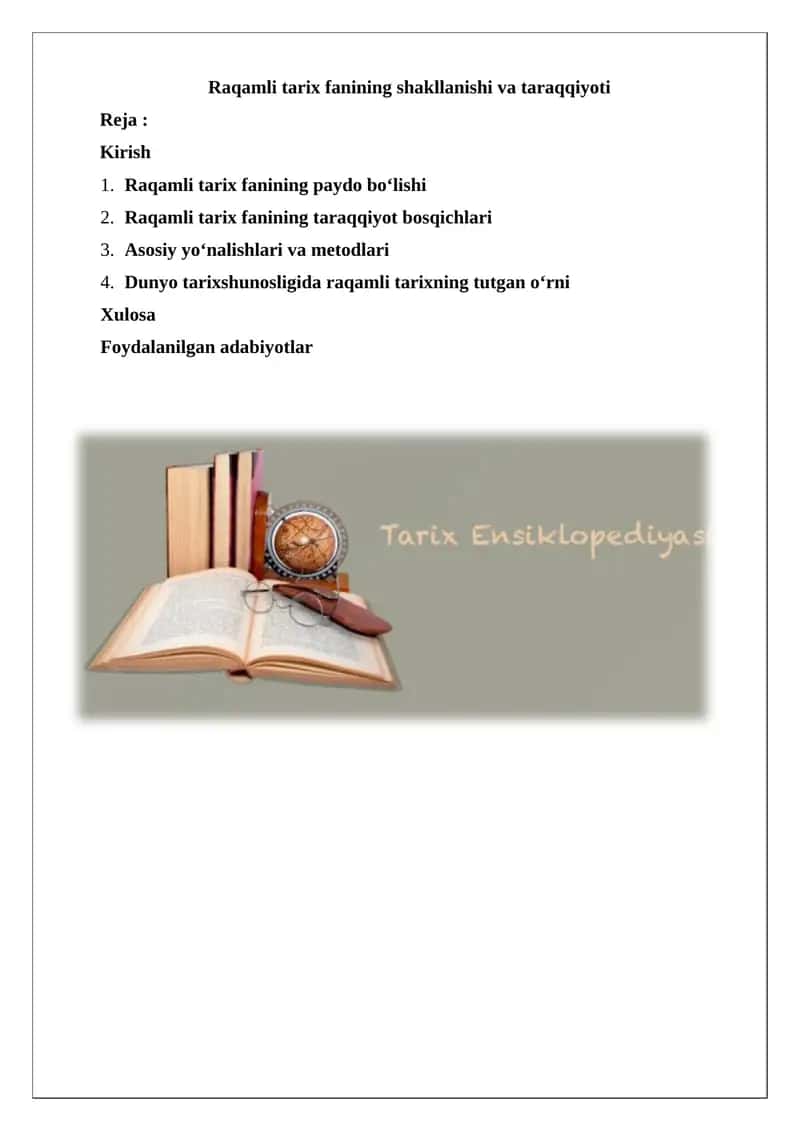 Raqamli tarix fanining shakllanishi va taraqqiyoti 1