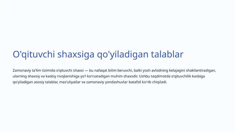 O'qituvchi shaxsiga qo'yiladigan talablar 1