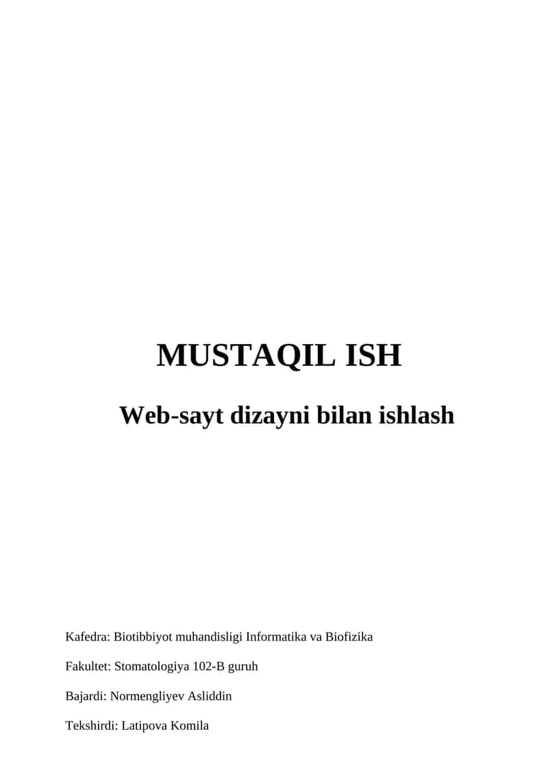 Web-sayt dizayni bilan ishlash 1
