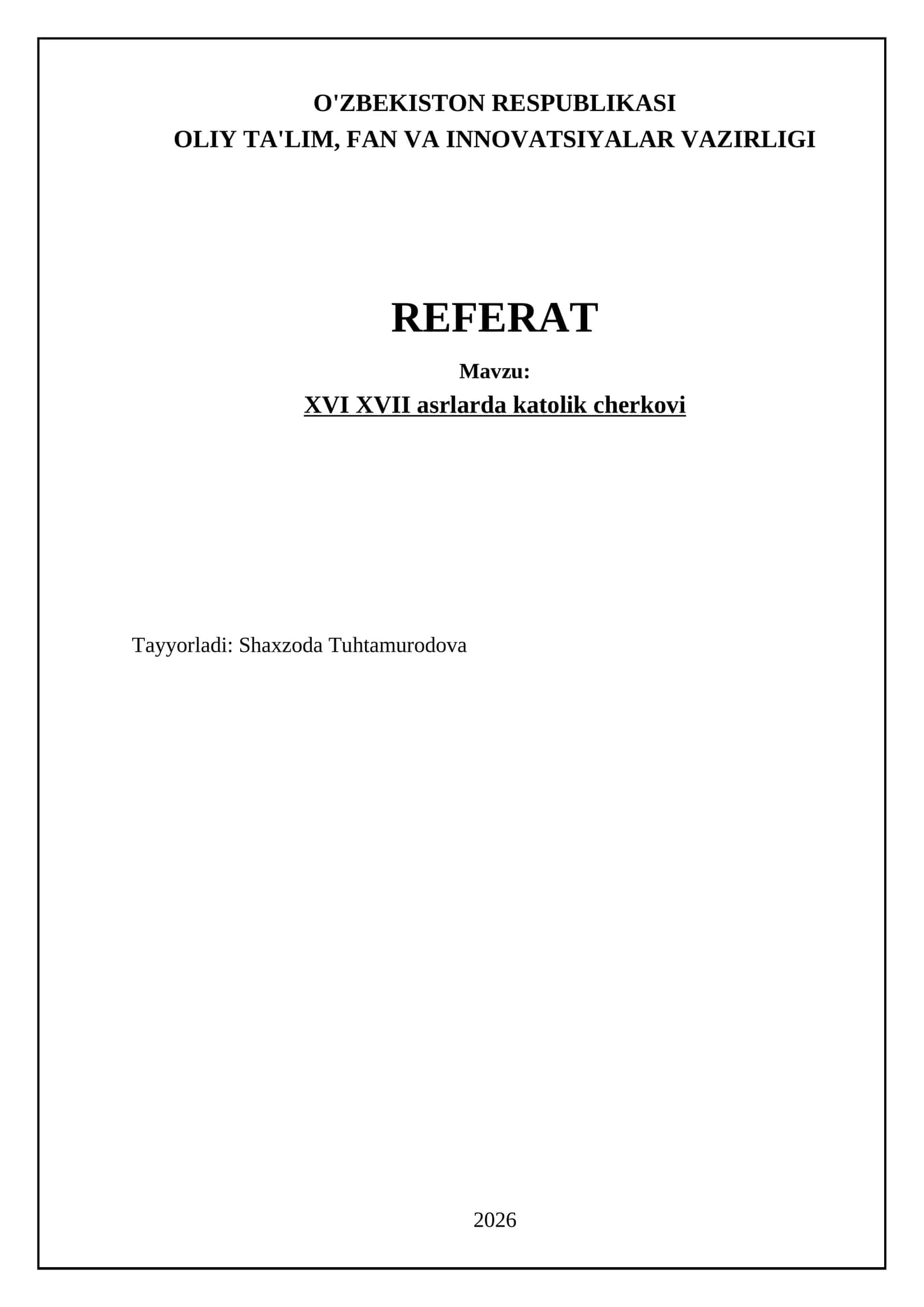 XVI XVII asrlarda katolik cherkovi 1