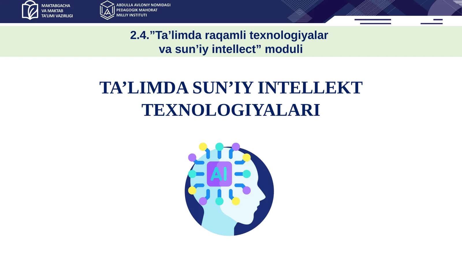 TA’LIMDA SUN’IY INTELLEKT TEXNOLOGIYALARI 1