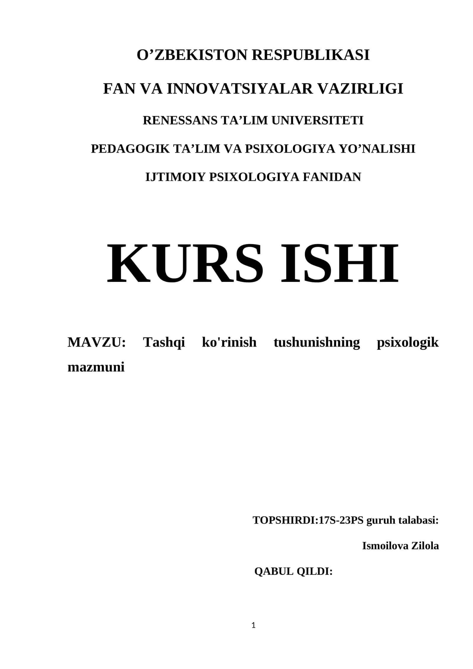 Tashqi ko'rinish tushunishning psixologik mazmuni 1