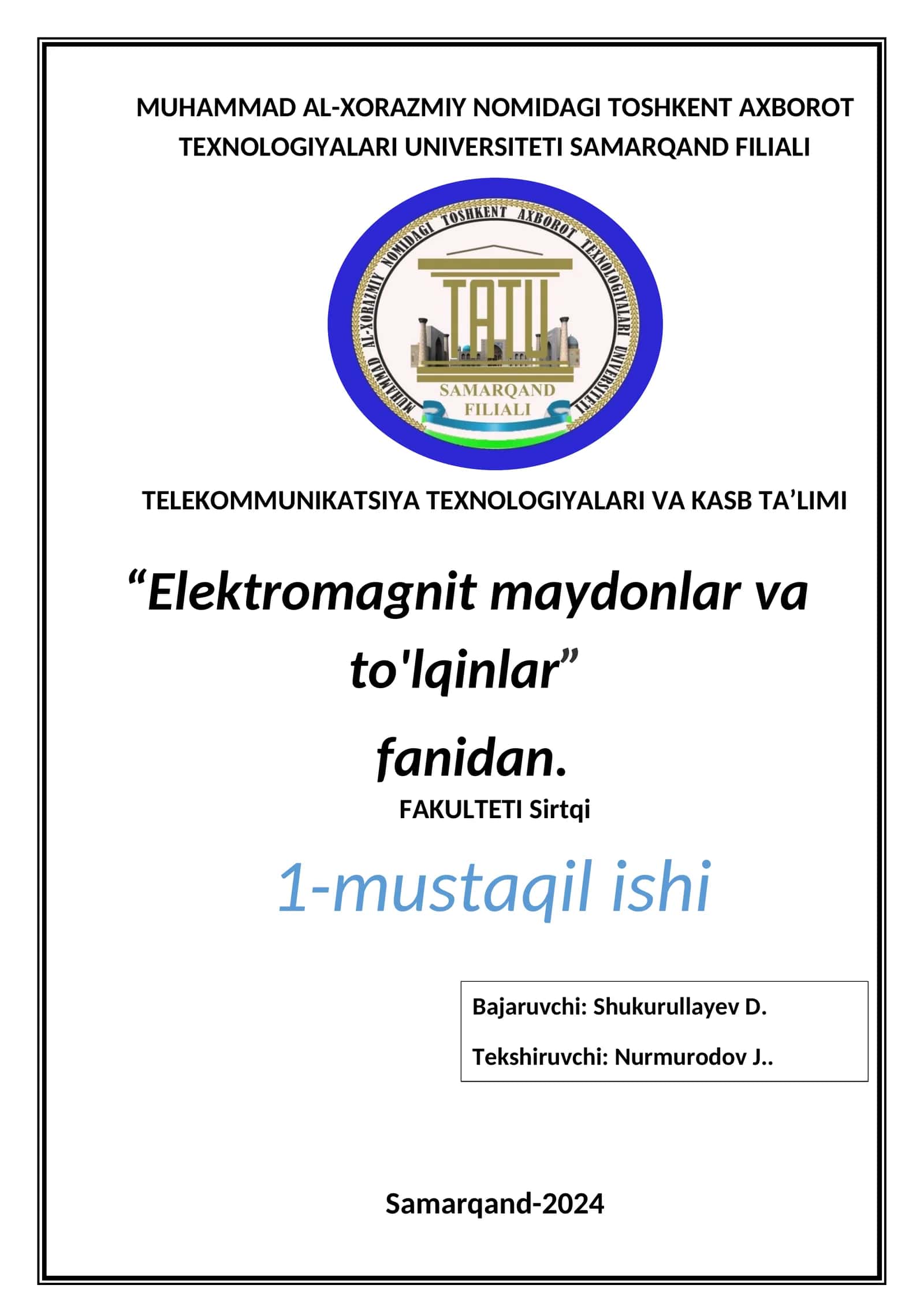 Maksvellning to'rtinchi tenglamasi 1