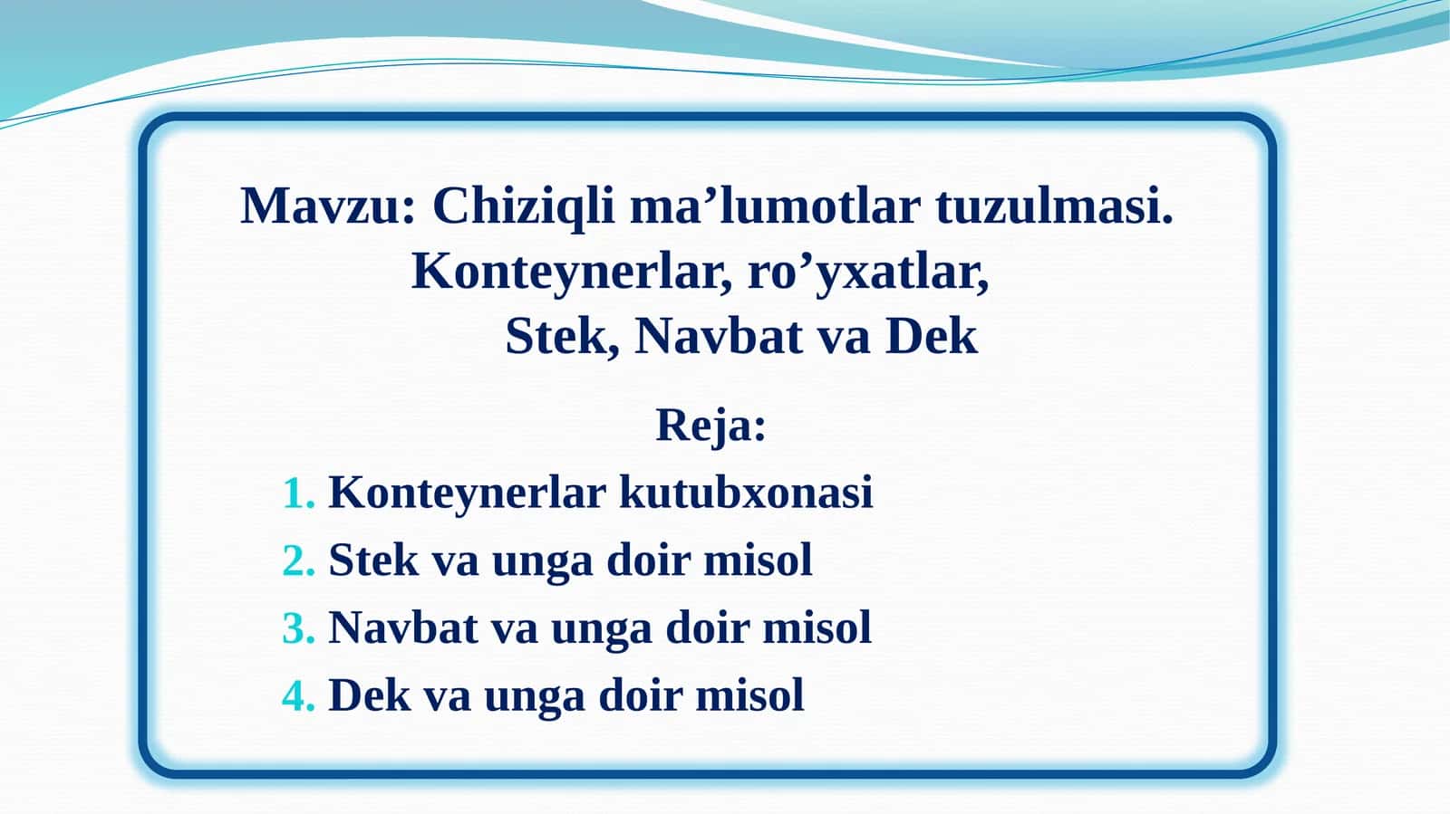 Konteynerlar kutubxonasi 1