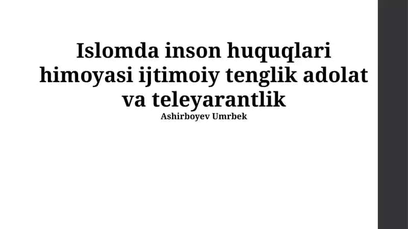 Islomda inson huquqlari himoyasi 1