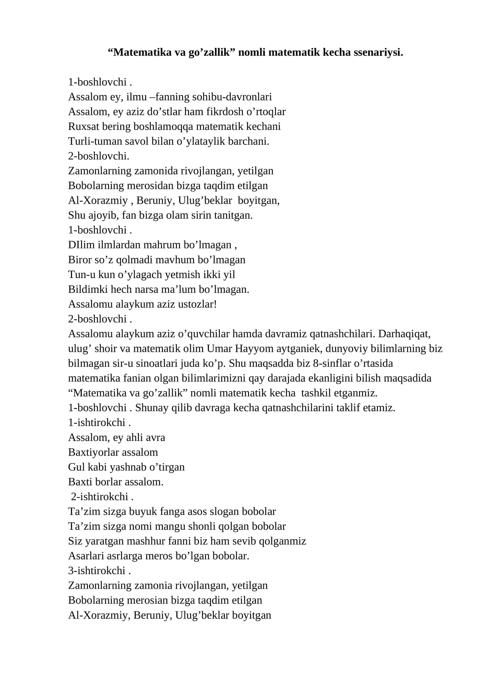 Matematika va go’zallik 1