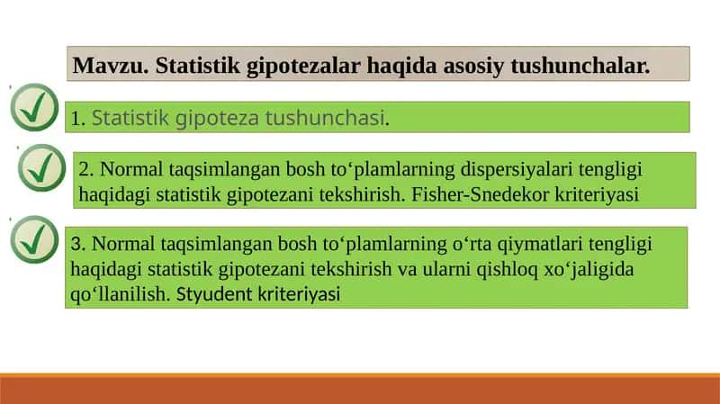 Statistik gipotezalar haqida asosiy tushunchalar 1
