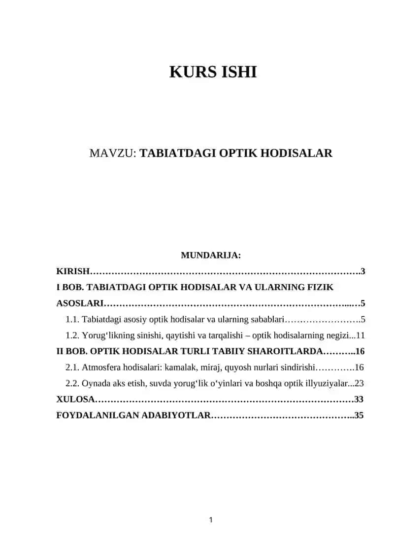 Tabiatdagi Optik Hodisalar