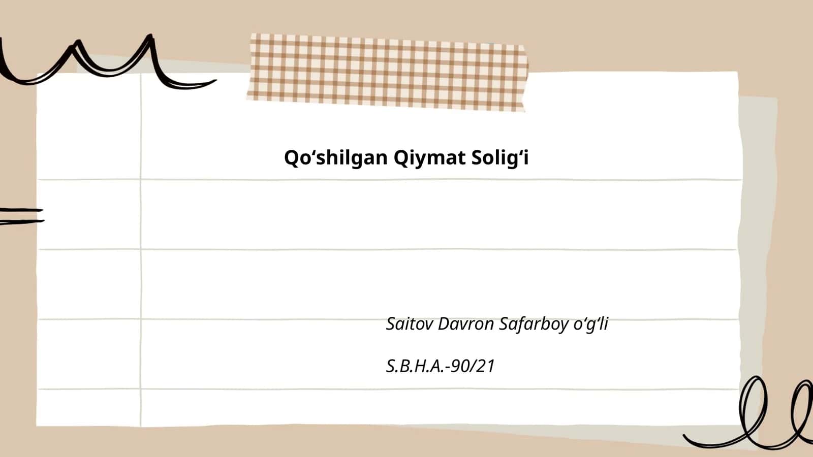 Qoʻshilgan Qiymat Soligʻi 1
