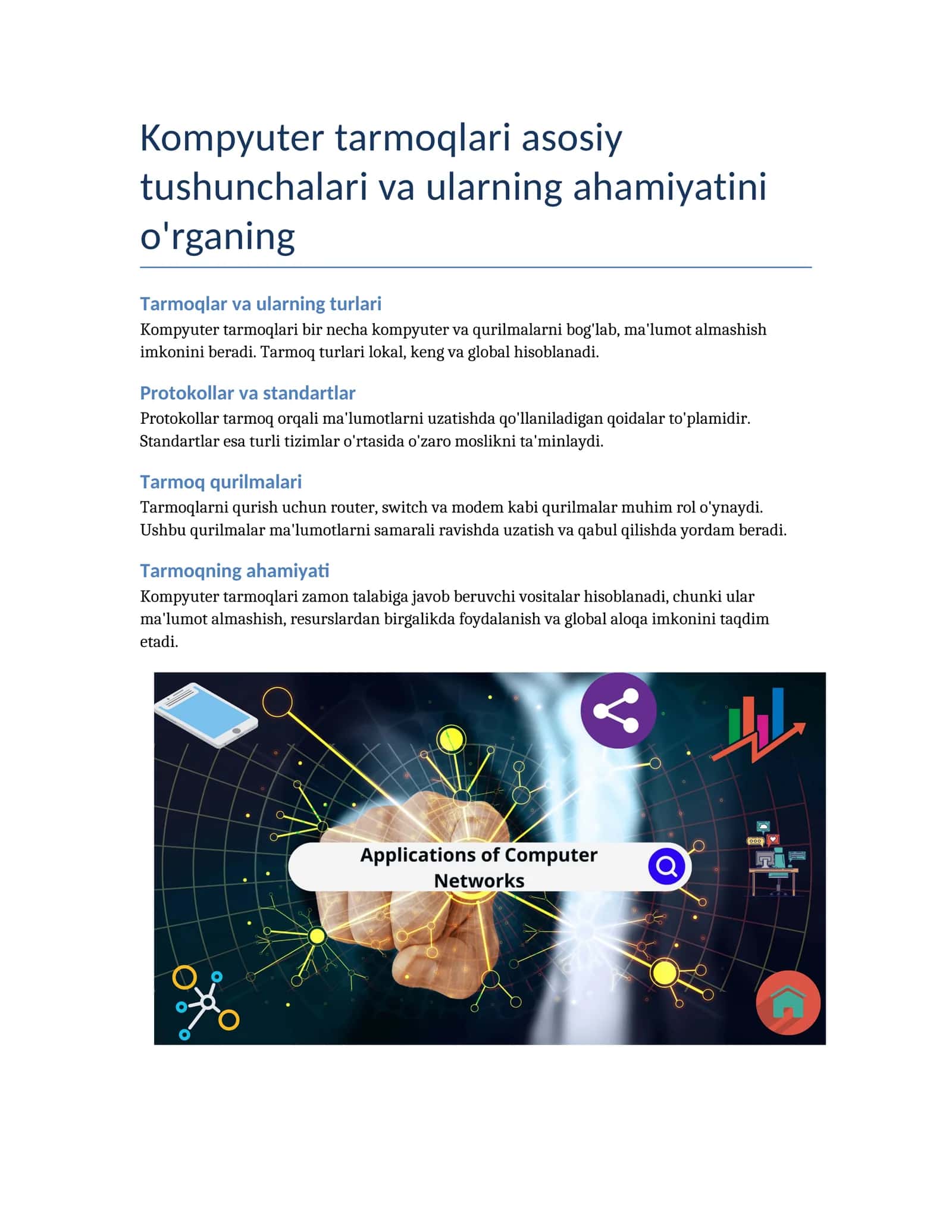 Kompyuter tarmoqlari asosiy tushunchalari 1