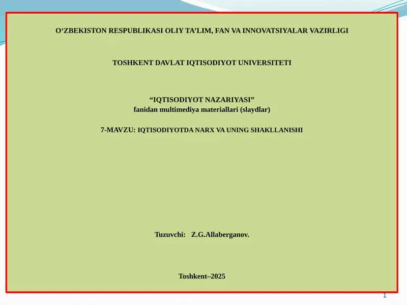 IQTISODIYOT NAZARIYASI 1