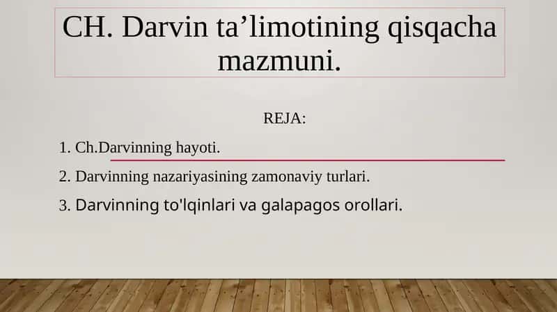 CH.Darvinning qisqacha mazmuni 1