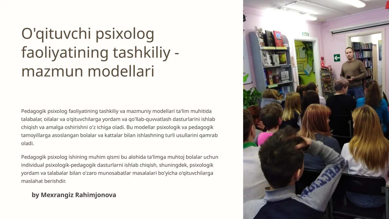 O'qituvchi psixolog faoliyatining tashkiliy-mazmun modellari 1