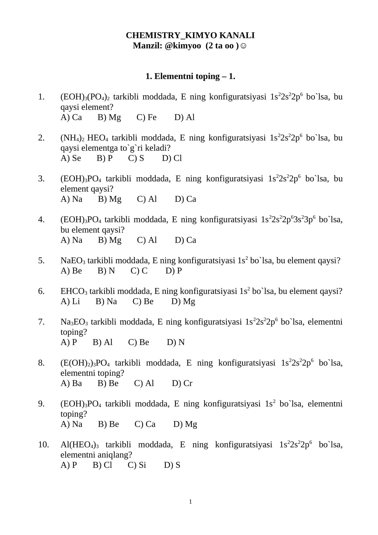 CHEMISTRY_KIMYO KANALI 1