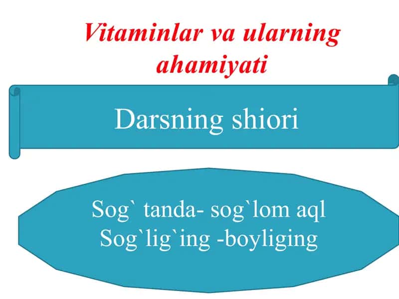 Vitaminlar va ularning ahamiyati 1