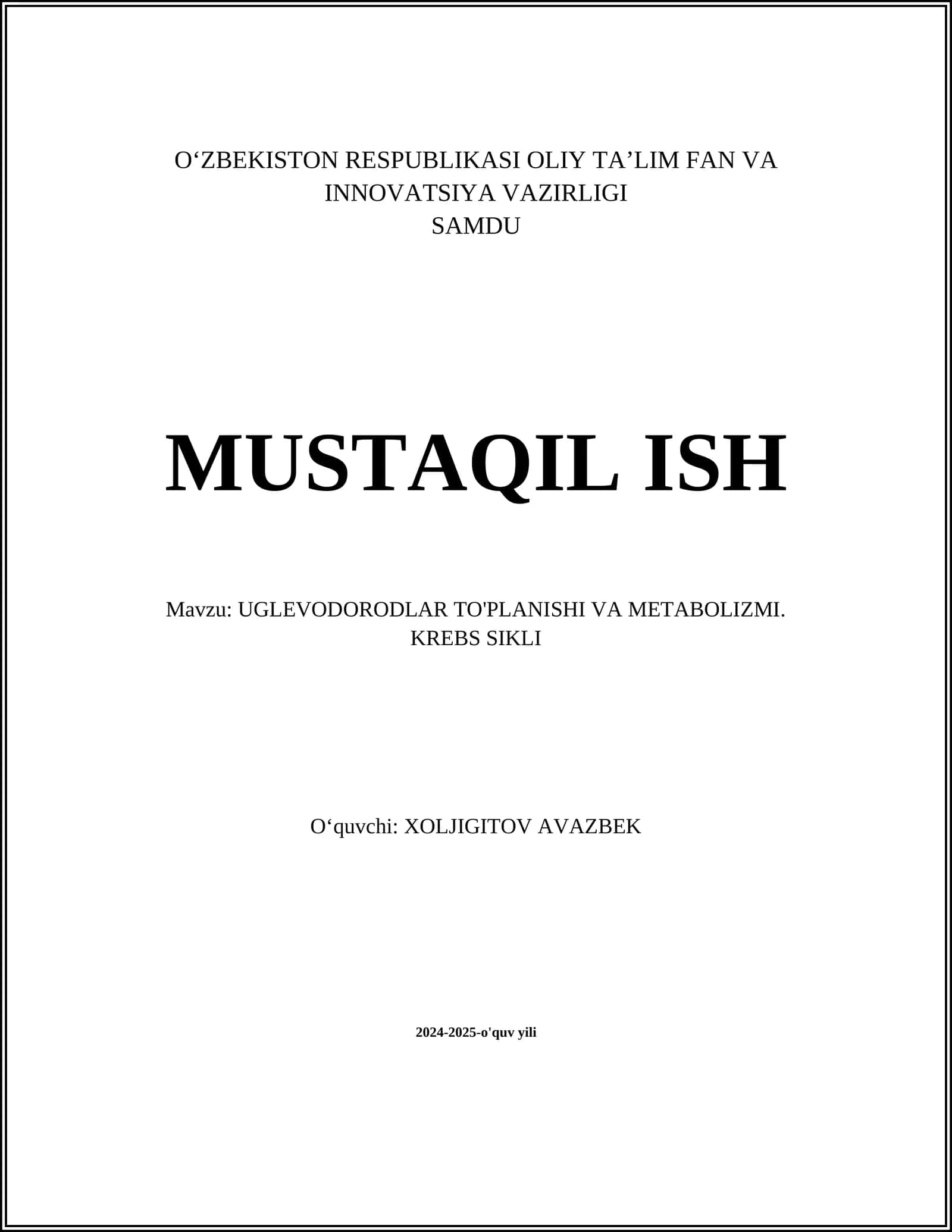 Uglevodorodlar to'plamishi va metabolizmi 1