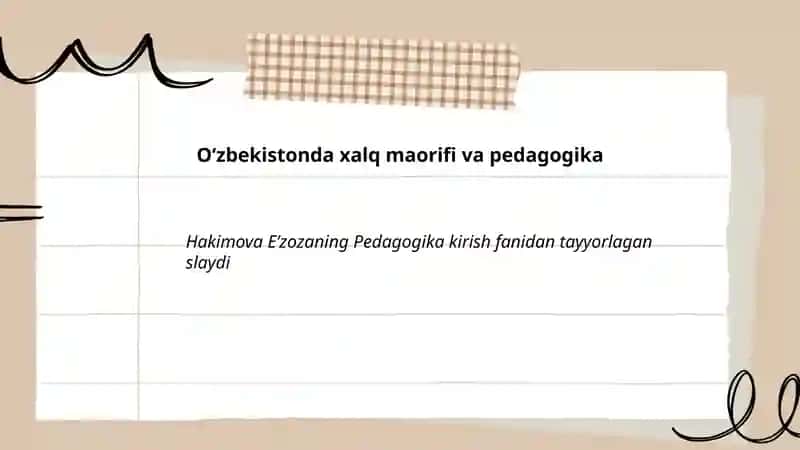 Oʻzbekistonda xalq maorifi va pedagogika