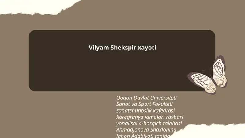 Vilyam Shekspir xayoti 1