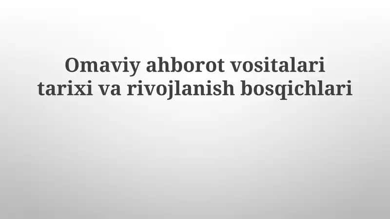 Omaviyah axborot vositalari tarixi va rivojlanishi 1
