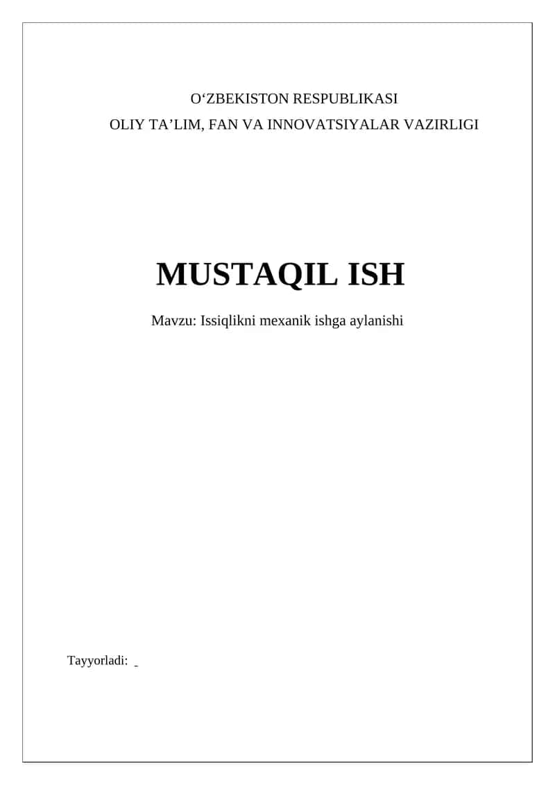 Issiqlikni mexanik ishga aylanishi 1