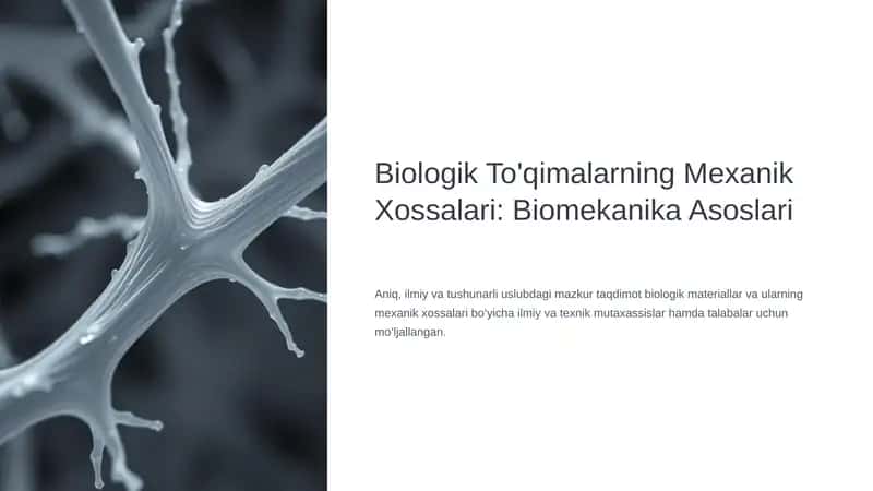 Biologik To'qimalarning Mexanik Xossalari: Biomekanika Asoslari 1