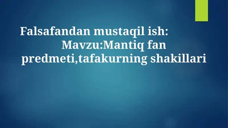 Mantiq fanining predmeti 1
