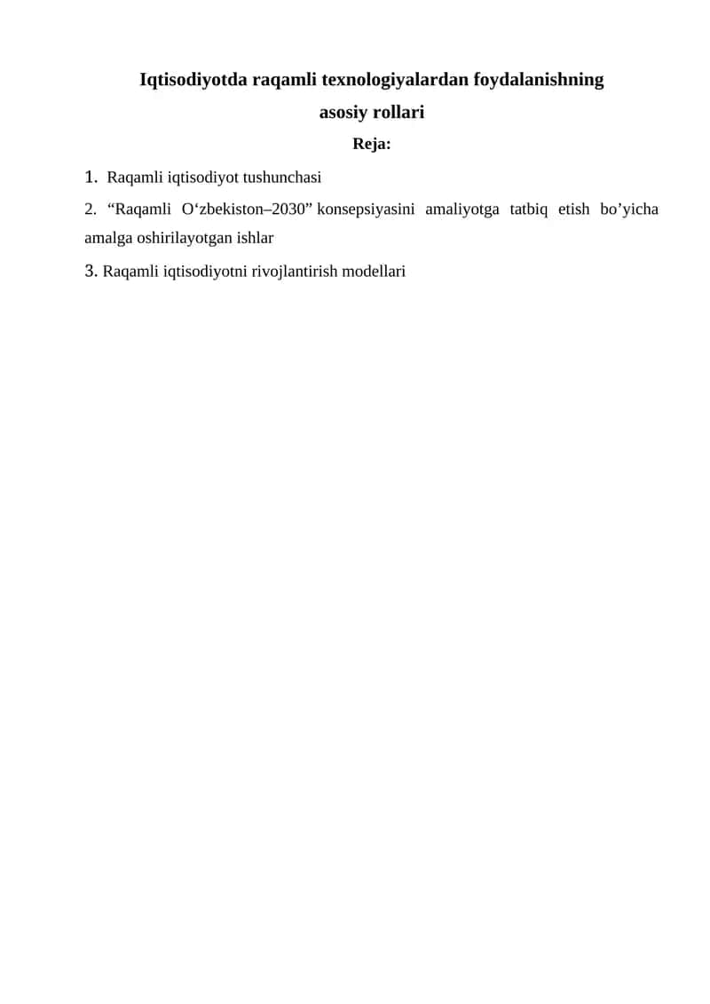 Raqamli iqtisodiyot 1