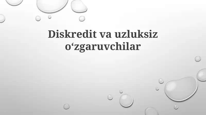 Diskreditvauzluksizoʻzgaruvchilar 1