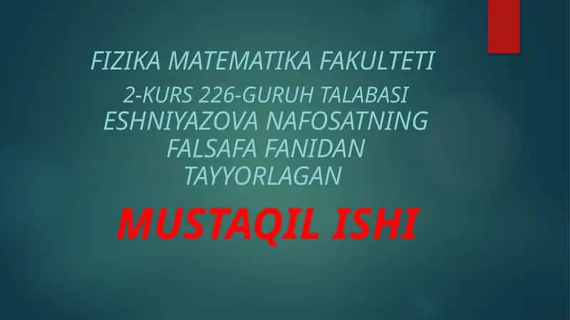 Etika fanidan mustaqil ish 1