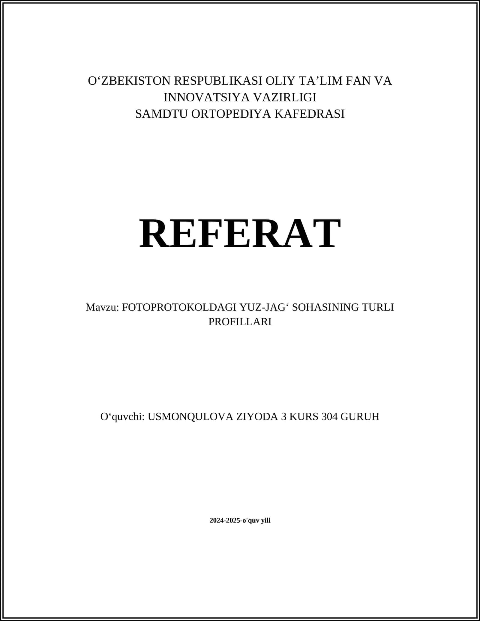 FOTOPROTOKOLDAGI YUZ-JAGʻ SOHASINING TURLI PROFILLARI 1
