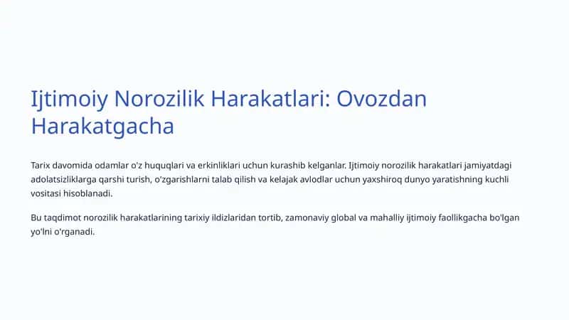 Ijtimoiy Norozilik Harakatlari: Ovozdan Harakatgacha 1