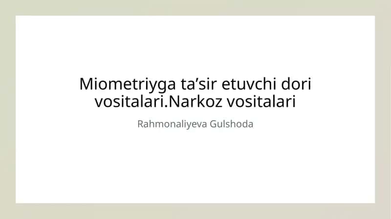 Miometriyga ta'sir etuvchi dori vositalari 1