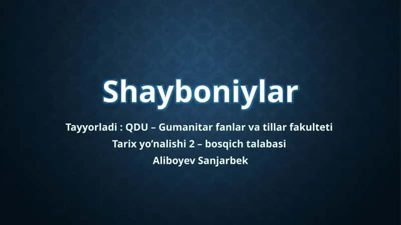Shayboniylar davri manbalari 1