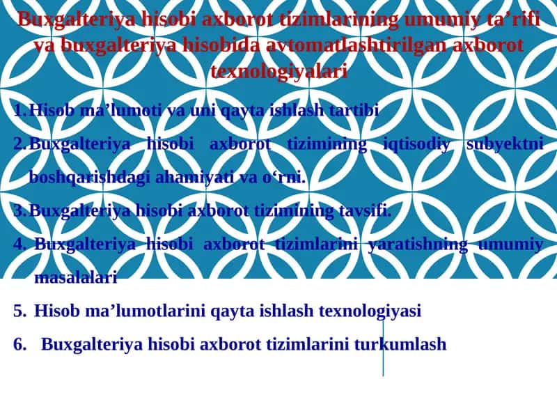 Buxgalteriya hisobi axborot tizimlari 1