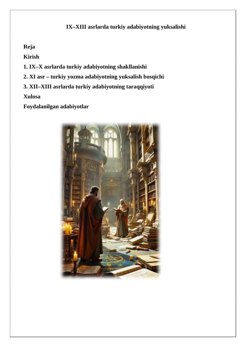 IX–XIII asrlarda turkiy adabiyotning yuksalishi 1