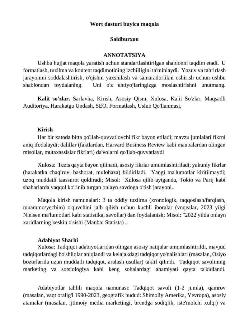 Wort dasturi buyica maqola 1